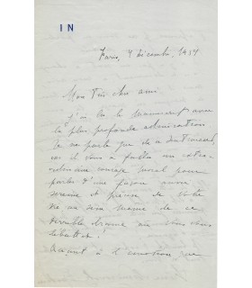 NEMIROVSKY Irène, romancière russe d'expression française. Lettre autographe à Grasset, 4 décembre 1934 (Réf. E 10666)