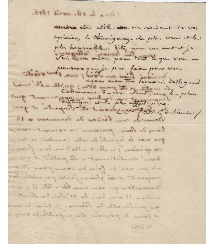 FABRE DE L'AUDE. Révolutionnaire. Député de l'Aude.  Lettre autographe (E 10660)