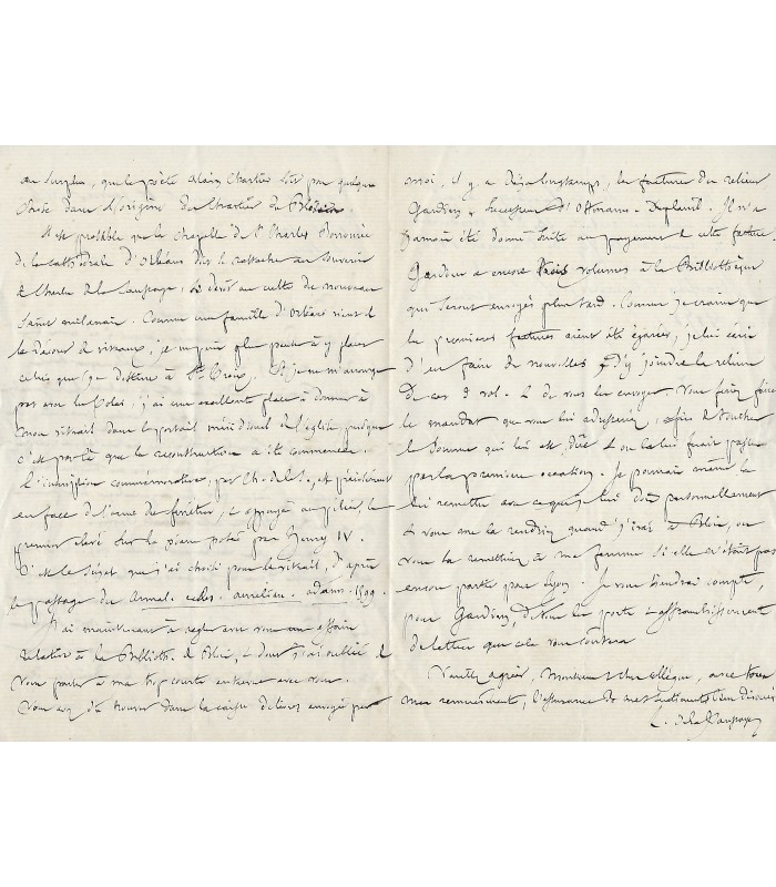 LA SAUSSAYE Louis de. Historien, numismate. Lettre autographe (E 10439)