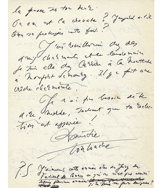 TOUCHAGUES Louis. Peintre, illustrateur, décorateur. Lettre autographe (Réf. G 5273)