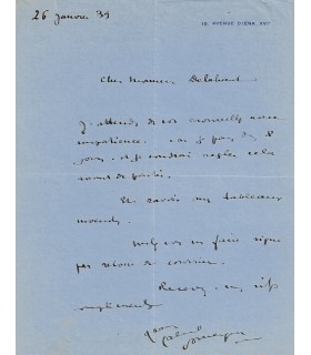 DOMERGUE Jean-Gabriel. Peintre et graveur. Lettre autographe (Réf. G 5344)