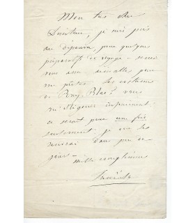 LEMAITRE Frédérick. Comédien "le colosse du drame". Lettre autographe (G 3708)