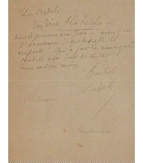 COQUELIN CADET . Acteur franàais célèbre au XIXe siècle. Carte-lettre autographe, mars 1891 (Réf. G 5090)