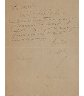 COQUELIN CADET . Acteur franàais célèbre au XIXe siècle. Carte-lettre autographe, mars 1891 (Réf. G 5090)