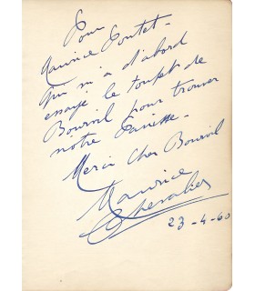 CHEVALIER Maurice, comédien, chanteur. 2 envois Autographes Signés (G 6051).