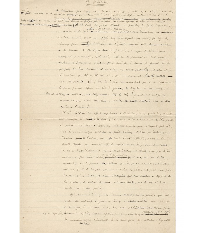 HARAUCOURT Edmond, manuscrit "Le Tréteau"