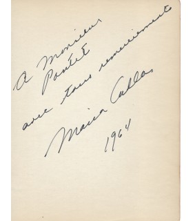 CALLAS Maria, cantatrice. Envoi Autographe (G 6068)
