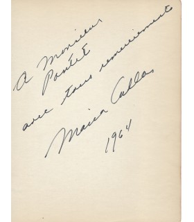 CALLAS Maria, cantatrice. Envoi Autographe (G 6068)