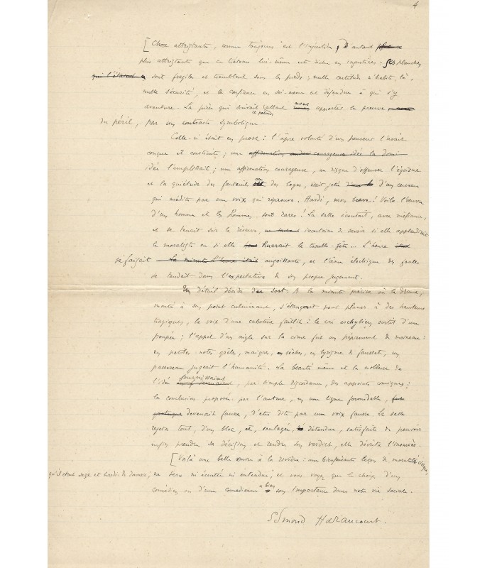 HARAUCOURT Edmond, manuscrit "Le Tréteau"