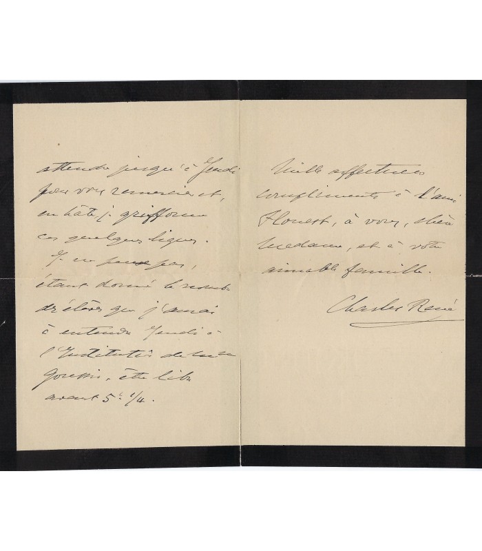 CHARLES-RENE, pianiste, compositeur. 2 Lettres Autographes, 3 C. télégrammes Autographes ( E 10716)