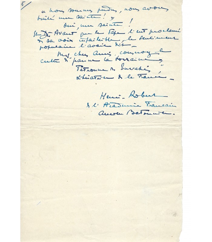 HENRI-ROBERT, avocat. Manuscrit Autographe (G 3655)