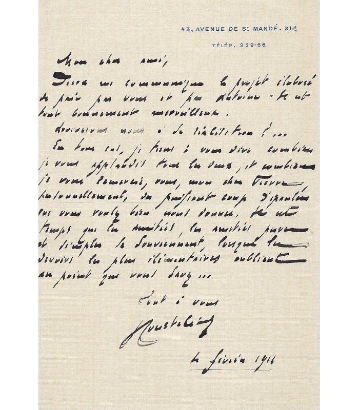 COURTELINE Georges, dramaturge. Lettre Autographe (G 3894)