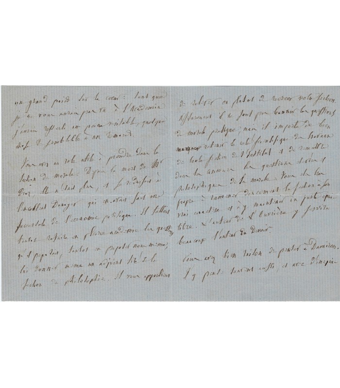 COUSIN Victor, philosophe. Lettre Autographe (E 10713).