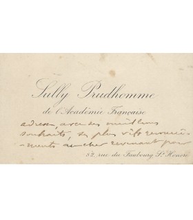SULLY PRUDHOMME, poète. Carte de visite Autographe (E 10719)