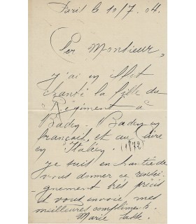 SASSE (Marie Constance), Soprano Falcon belge. Lettre autographe (E 10710)