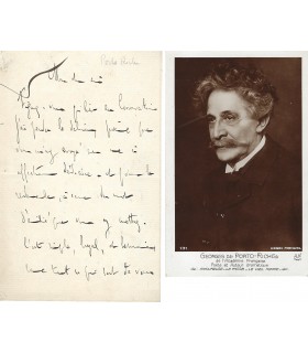 PORTO-RICHE (Georges de), dramaturge, poète et romancier. Lettre Autographe (G 2976)