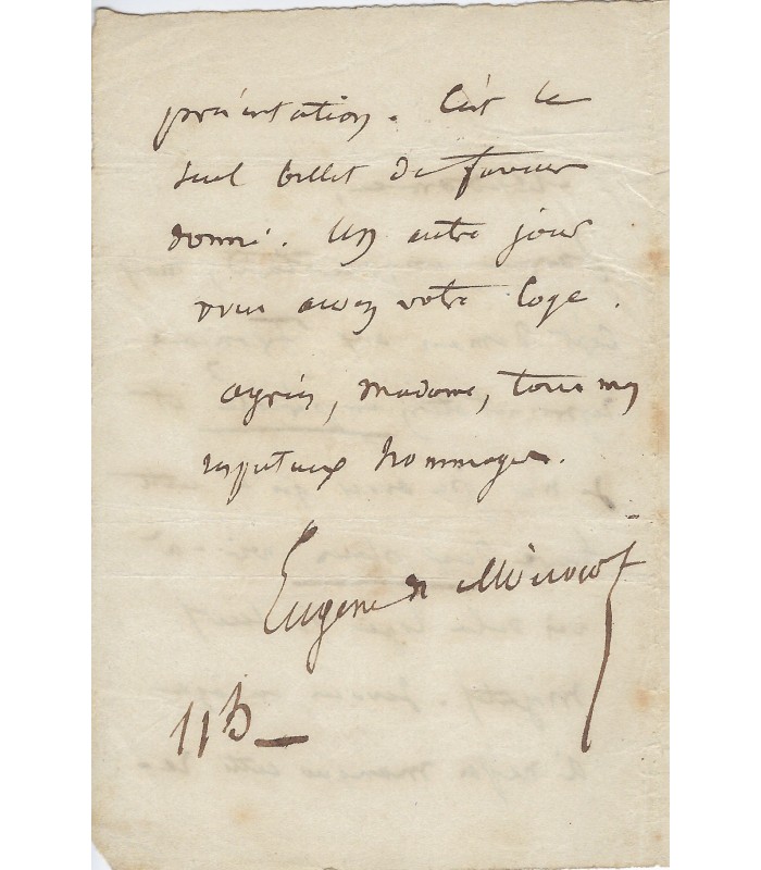 MIRECOURT (Eugène de), écrivain et pamphlétaire. Lettre Autographe (E 10704)