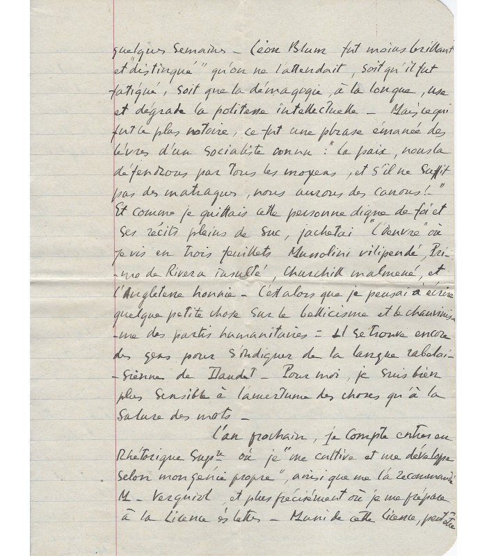 MERLE (Robert), écrivain. Lettre Autographe à Auguste Dupouy. (G 6096)