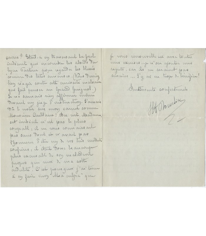 DOURLIAC H-A., romancière, journaliste. 2 Lettres Autographes (E 10678)