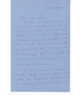 DUMAS Fils Alexandre. Ecrivain. Lettre Autographe (G 3748)