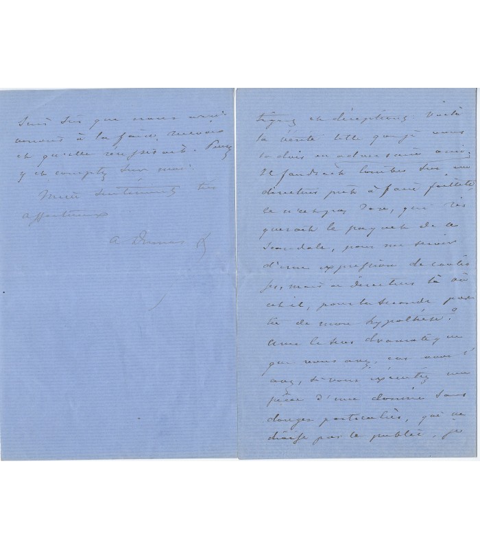 DUMAS Fils Alexandre. Ecrivain. Lettre Autographe (G 3748)