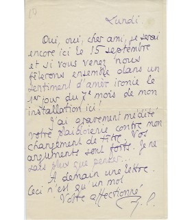 LOUYS (Pierre), poète et romancier. Lettre Autographe à Claude Farrère (E 10699)
