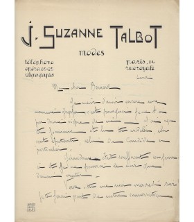 JULIENNE (Madame), créatrice de mode, elle travailla avec Poiret. Lettre Autographe (E 10692)