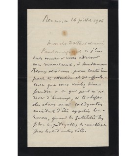 LE BRAZ (Anatole), écrivain et folkloriste de culture bretonne. Lettre Autographe (G 6029)