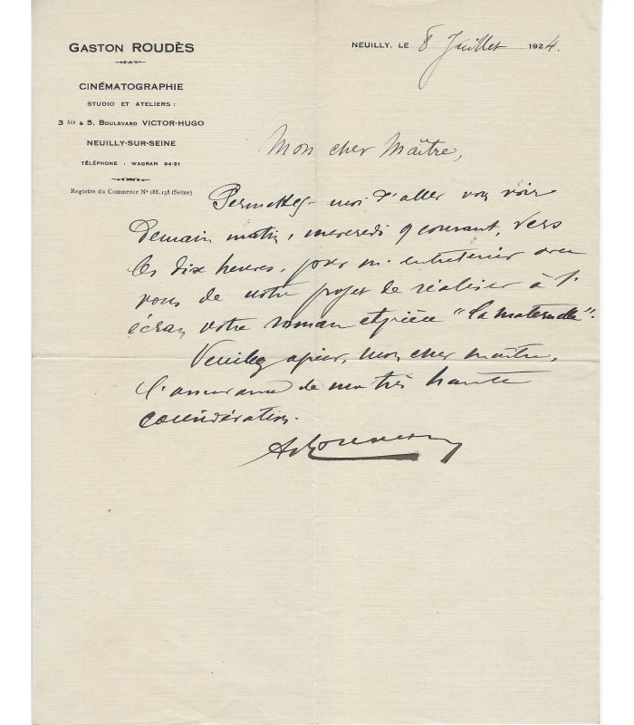 [FRAPIER] ROUDES - BENOIT-LEVY. 2 Lettres Autographes (E 10683)