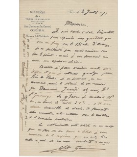 GARNIER Charles, architecte. Lettre Autographe (G 6076).