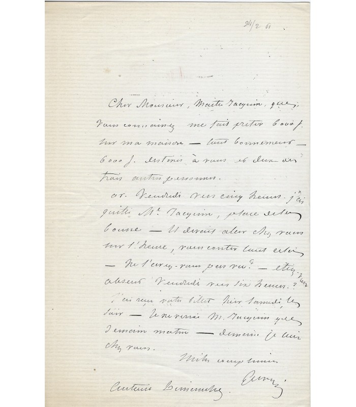 GAVARNI Paul, peintre, caricaturiste. Lettre Autographe (G 6103)