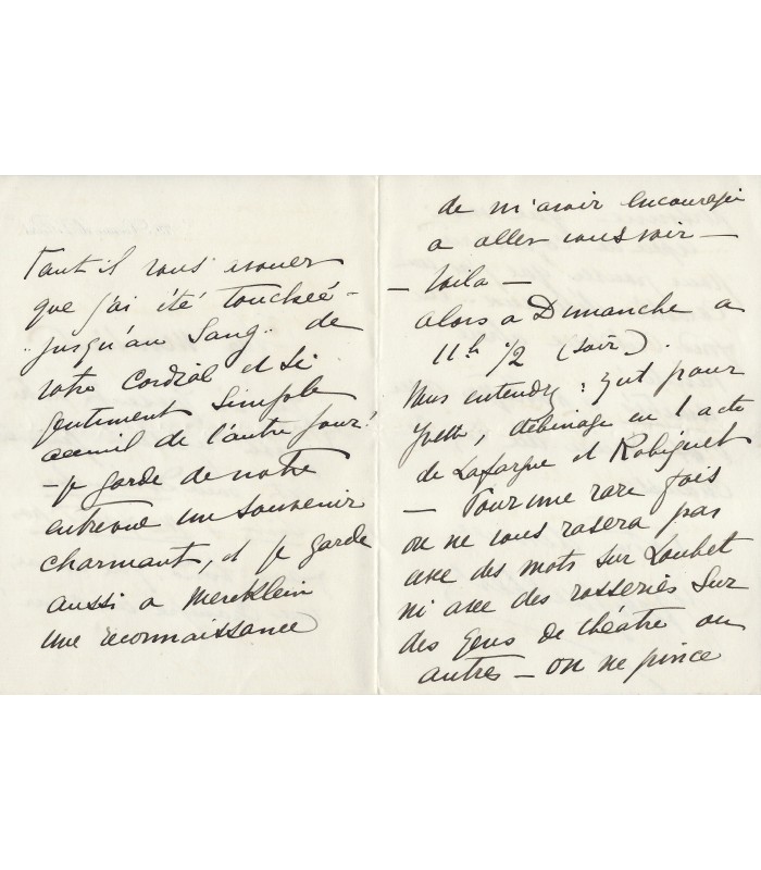 GUILBERT (Yvette), Chanteuse de café-concert, parolière et actrice. Lettre Autographe (G 5291)