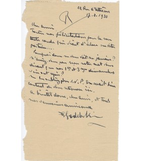 GODEBSKI Cipa, salonnier. Carte- lettre Autographe (E 10687)