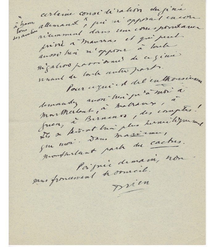 DRIEU La Rochelle, écrivain. Lettre Autographe (G 3663)