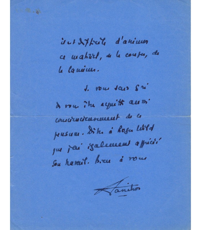 DANINOS Pierre, écrivain. Lettre Autographe (E 10723)