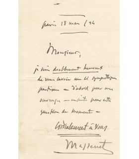 MASSENET Jules, compositeur. Lettre Autographe (E 10735)