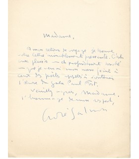 SALMON André, écrivain. Lettre Autographe (G 5258)