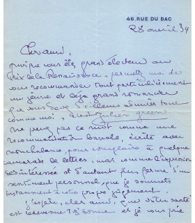 PORCHE François, écrivain, poète. Lettre Autographe (E 10744)