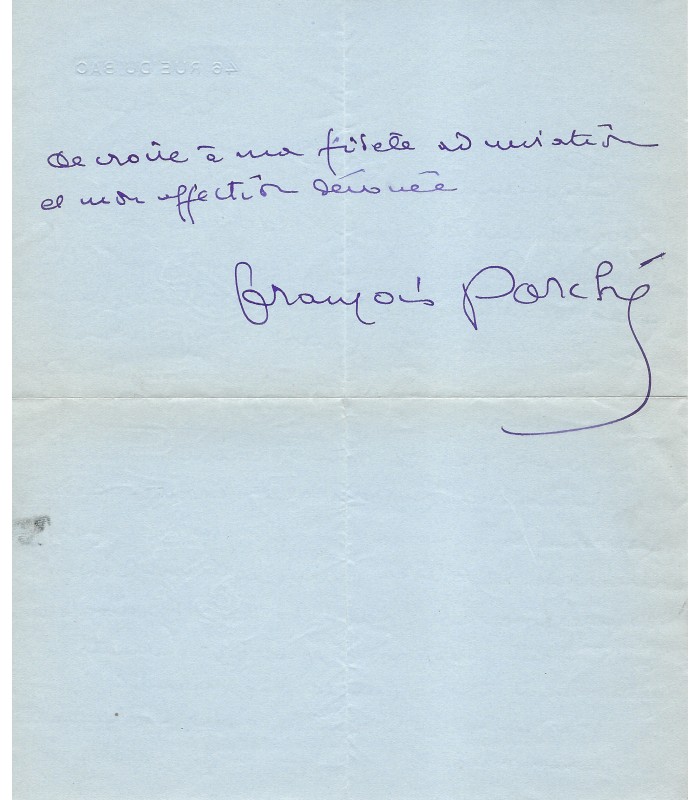 PORCHE François, écrivain, poète. Lettre Autographe (E 10744)