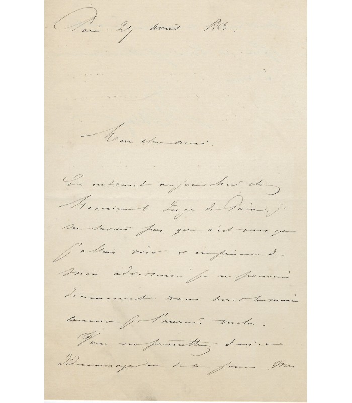 MARET Etienne-Jules, médecin, physiologiste. Lettre Autographe (E 10742)