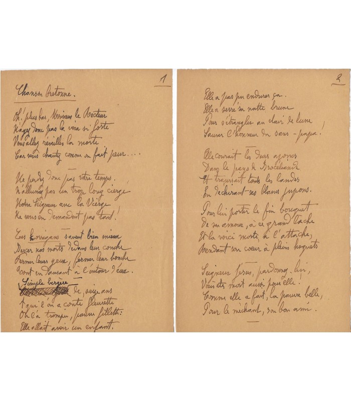 RACHILDE, femme de lettres et salonnière. Poème Autographe. (G 6100)