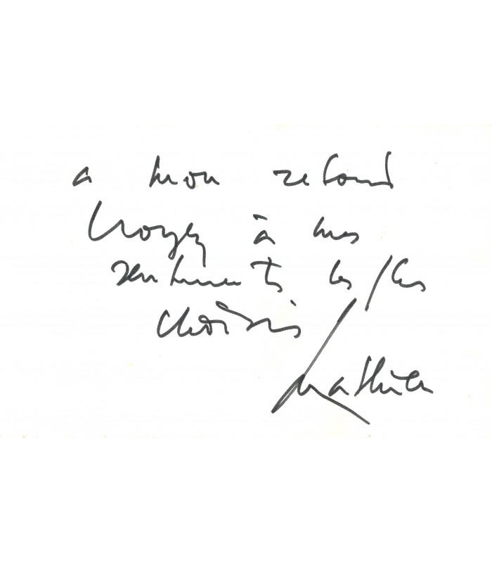 MATHIEU Georges, peintre. Lettre Autographe (G 3361)