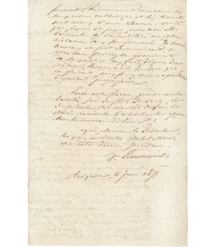 ROUMANILLE Joseph, poète provençal. Lettre Autographe (G 3657)
