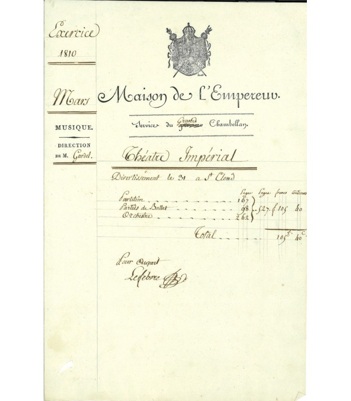 GARDEL Pierre-Gabriel, danseur, chorégraphe. (G 5494)