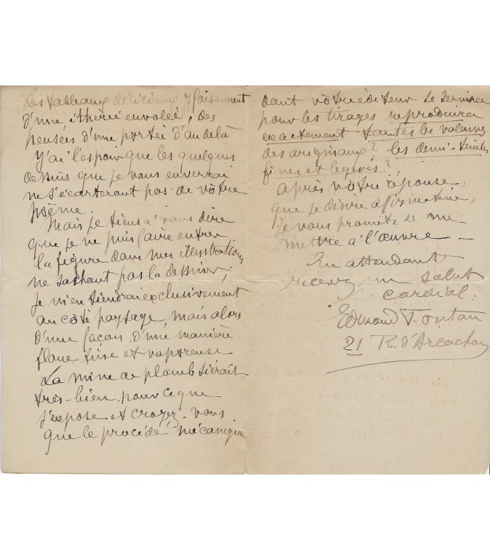 FONTAN Edmond, peintre et aquarelliste. Lettre Autographe (E 10752)