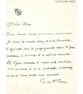 GOYAU (Félix-Faure Lucie) femme de lettres. Lettre autographe (E 10763)