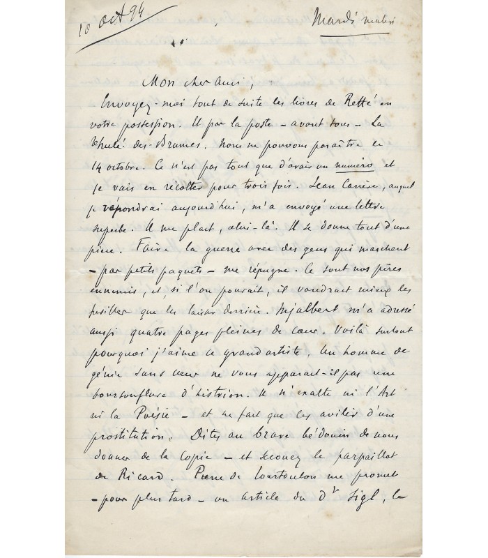 MAFFRE de BAUGE Achille, poète occitan. 4 Lettres Autographes (E 10765)