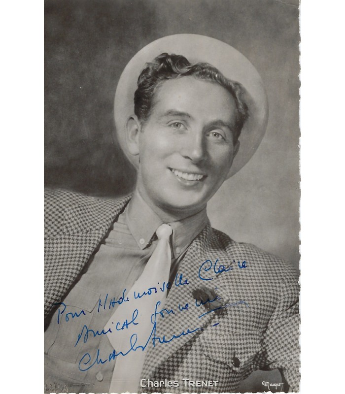 TRENET Charles, auteur-compositeur, interprète. Photographie Signée (E 10773)