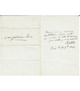 RACHEL, tragédienne. Billet Autographe (G 4514)