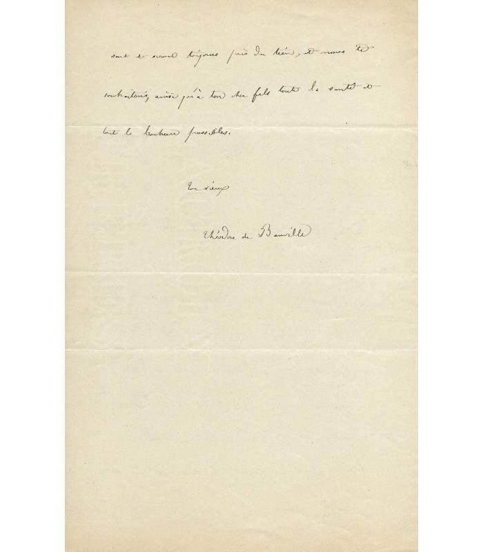 BANVILLE Théodore de, poète. Lettre Autographe ( E 10799)